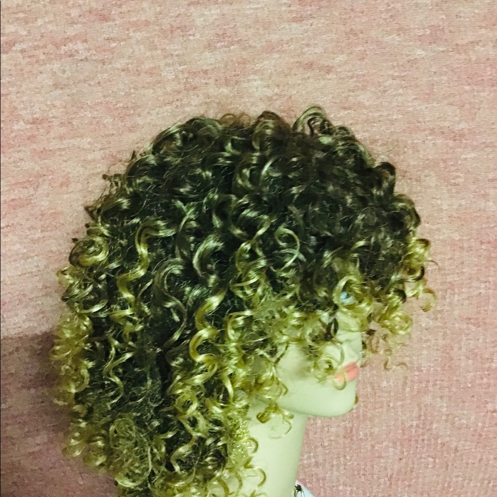 Two-Tone Synthetic Curl Hair Wigs for Women 14 inches